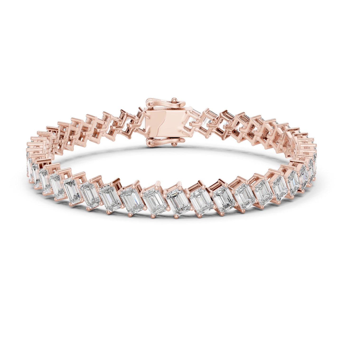 14k Rose Gold Emerald Lab-Grown Diamond Office Wear Bracelet for Women | Pure Carat