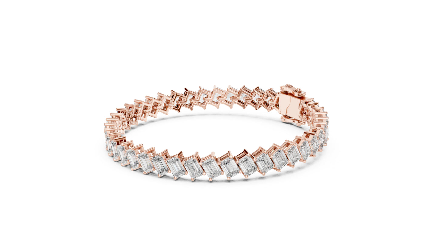 14k Rose Gold Emerald Lab-Grown Diamond Office Wear Bracelet for Women | Pure Carat