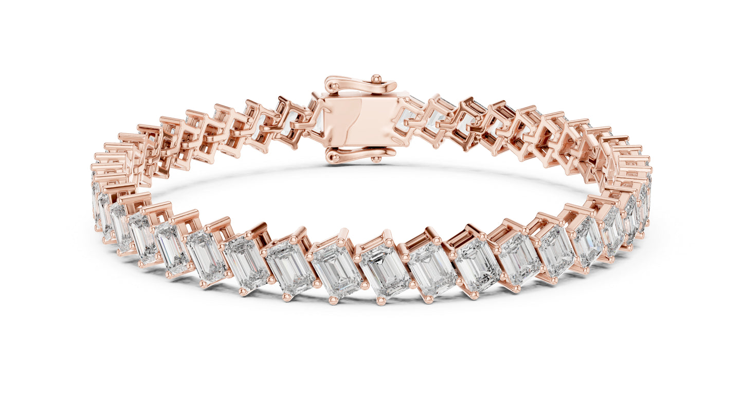 14k Rose Gold Emerald Lab-Grown Diamond Office Wear Bracelet for Women | Pure Carat