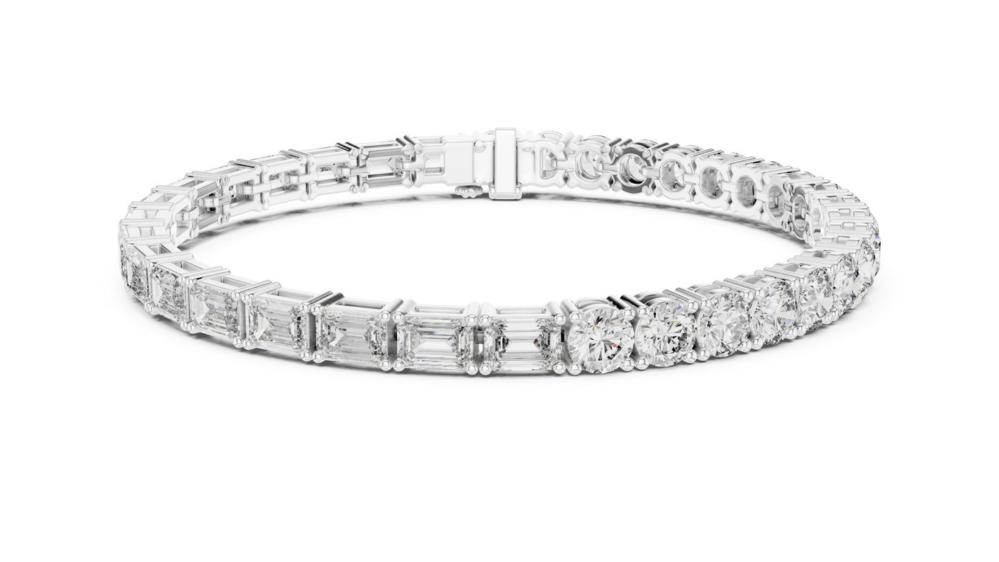 18k Yellow Gold Emerald/Round Lab-Grown Diamond Everyday Wear Bracelet | Pure Carat