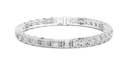 18k Yellow Gold Emerald/Round Lab-Grown Diamond Everyday Wear Bracelet | Pure Carat