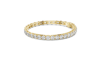 18k Yellow Gold Emerald/Round Lab-Grown Diamond Everyday Wear Bracelet | Pure Carat
