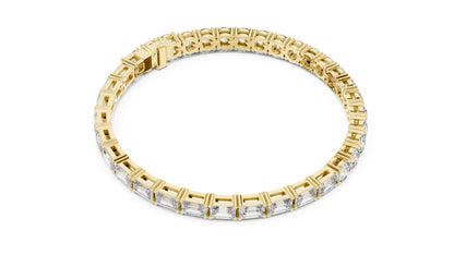 18k Yellow Gold Emerald/Round Lab-Grown Diamond Everyday Wear Bracelet | Pure Carat
