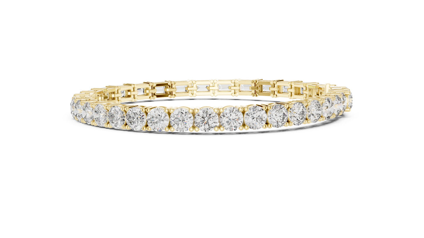 18k Yellow Gold Emerald/Round Lab-Grown Diamond Everyday Wear Bracelet | Pure Carat