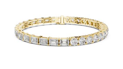 18k Yellow Gold Emerald/Round Lab-Grown Diamond Everyday Wear Bracelet | Pure Carat