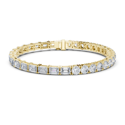 18k Yellow Gold Emerald/Round Lab-Grown Diamond Everyday Wear Bracelet | Pure Carat