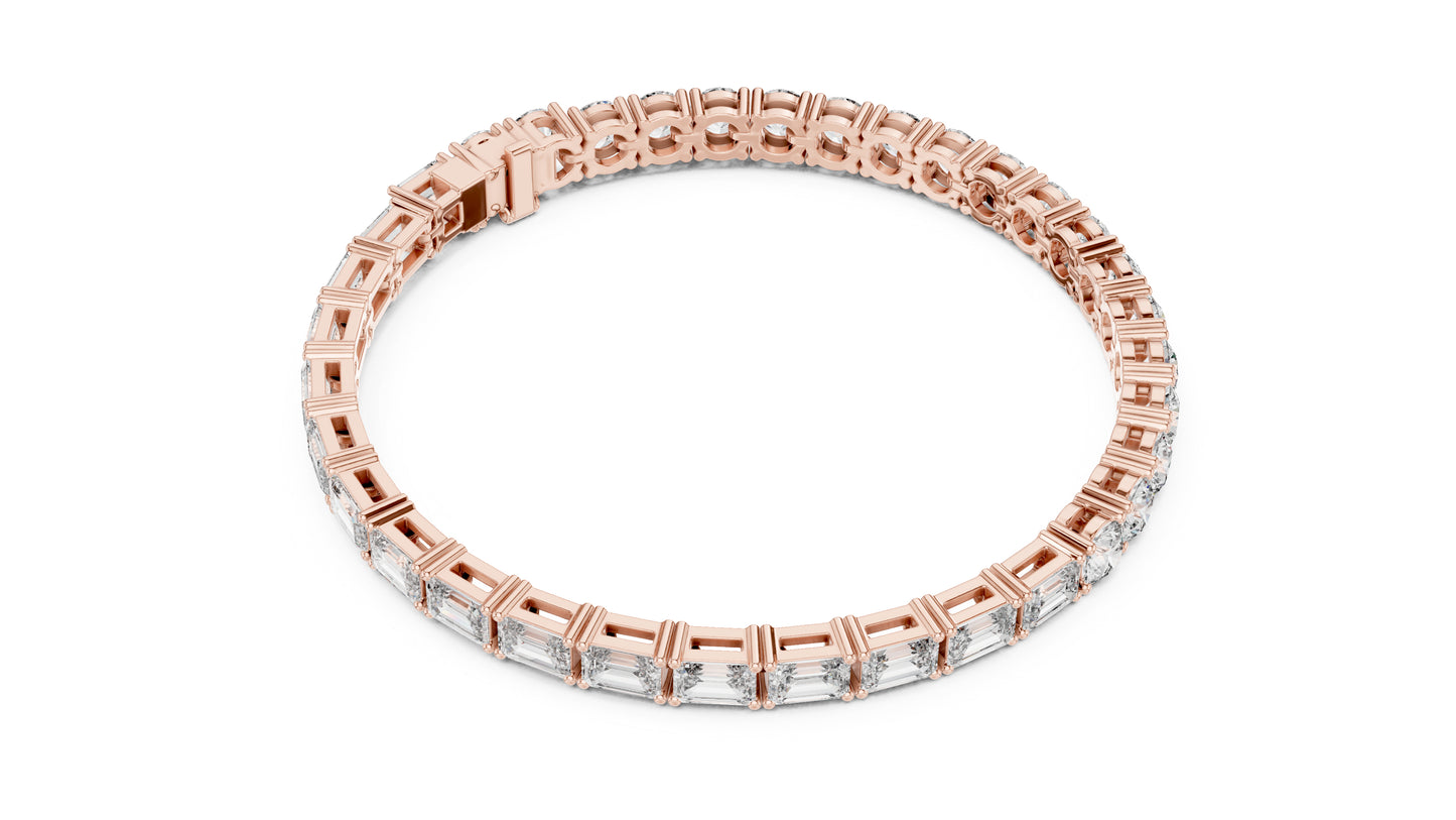 18k Yellow Gold Emerald/Round Lab-Grown Diamond Everyday Wear Bracelet | Pure Carat