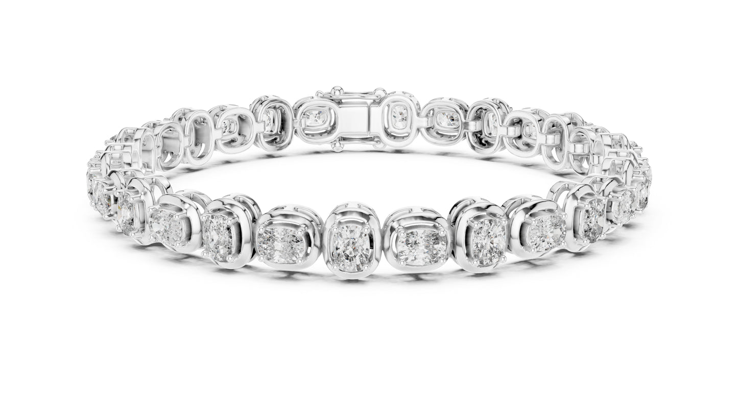 14k White Gold Cushion Lab-Grown Diamond Bridal Bracelet for Women | Pure Carat