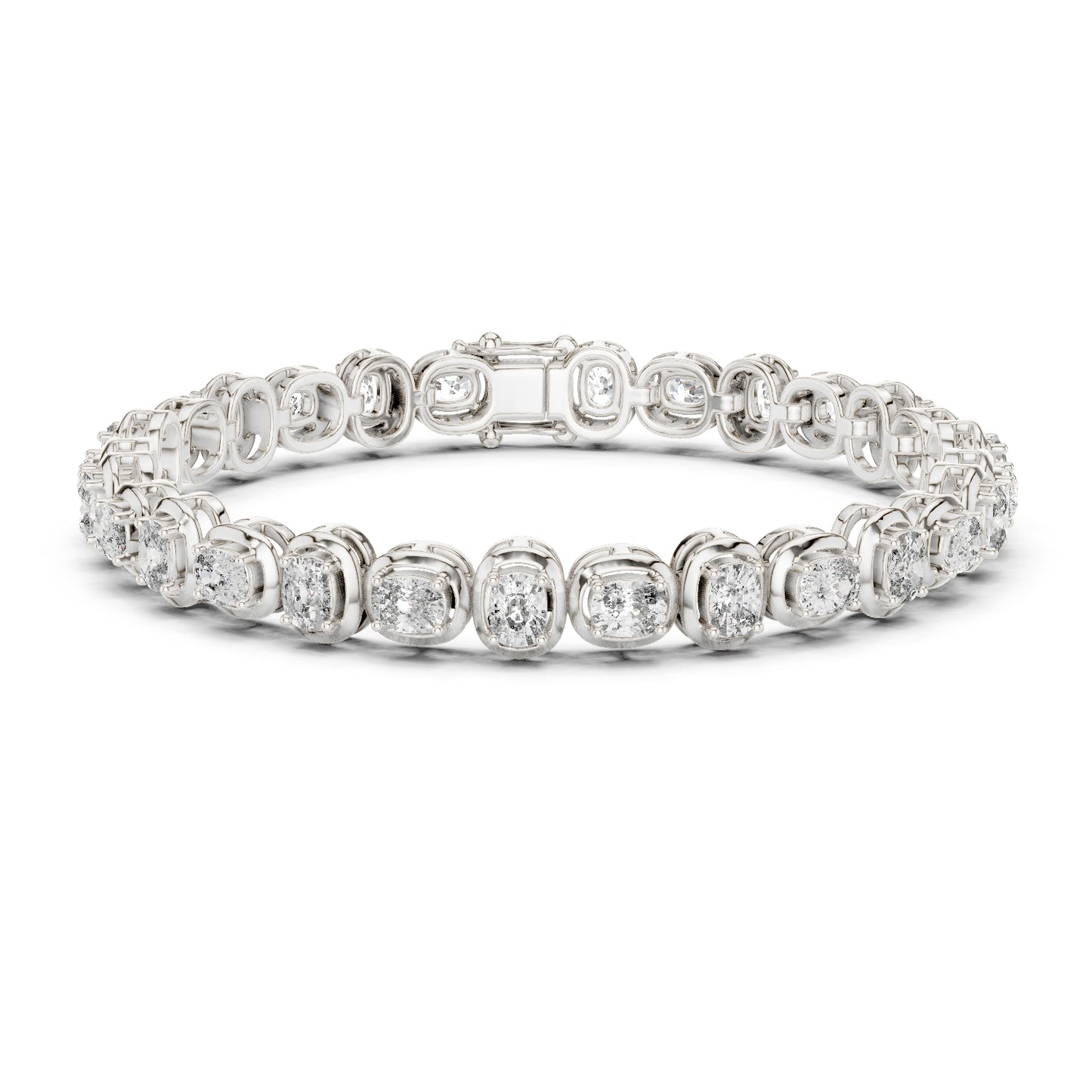14k White Gold Cushion Lab-Grown Diamond Bridal Bracelet for Women | Pure Carat
