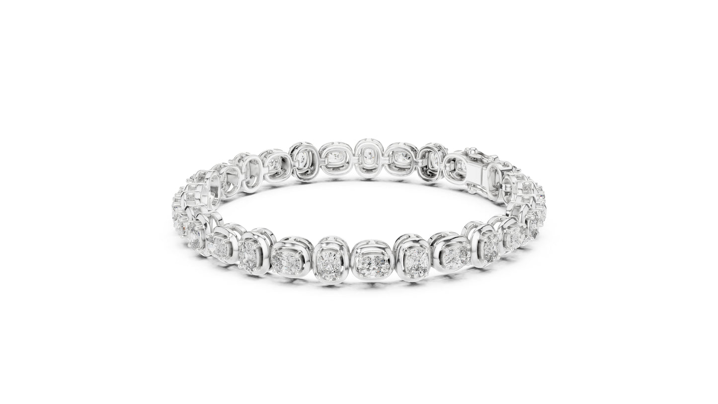 14k White Gold Cushion Lab-Grown Diamond Bridal Bracelet for Women | Pure Carat