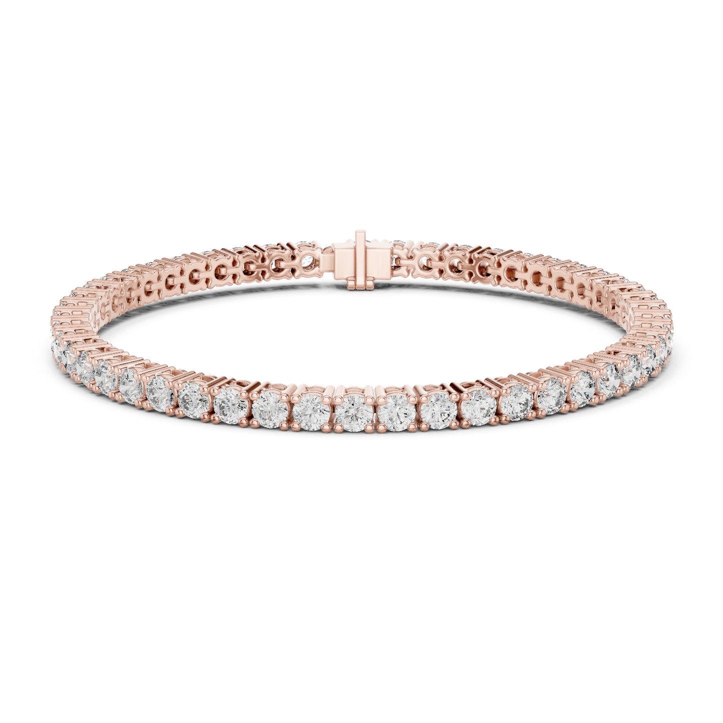 18k Rose Gold Round Lab-Grown Diamond Party Wear Bracelet for Women | Pure Carat