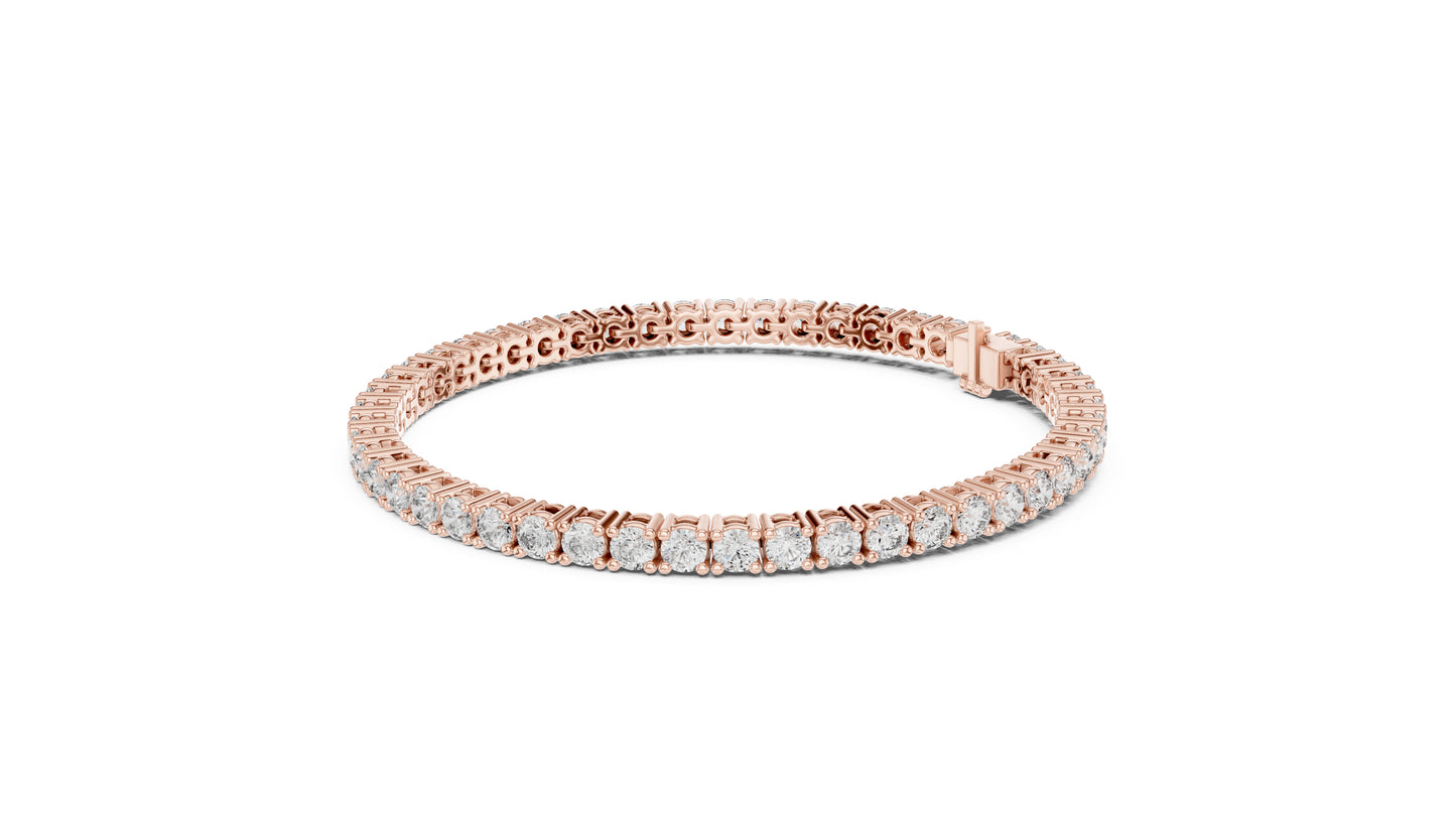 18k Rose Gold Round Lab-Grown Diamond Party Wear Bracelet for Women | Pure Carat