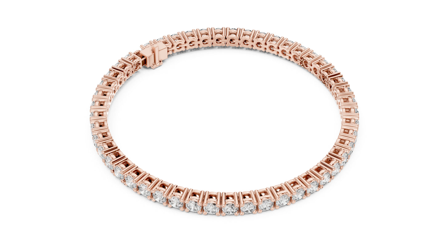 18k Rose Gold Round Lab-Grown Diamond Party Wear Bracelet for Women | Pure Carat