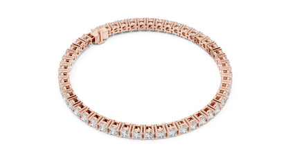 18k Rose Gold Round Lab-Grown Diamond Party Wear Bracelet for Women | Pure Carat