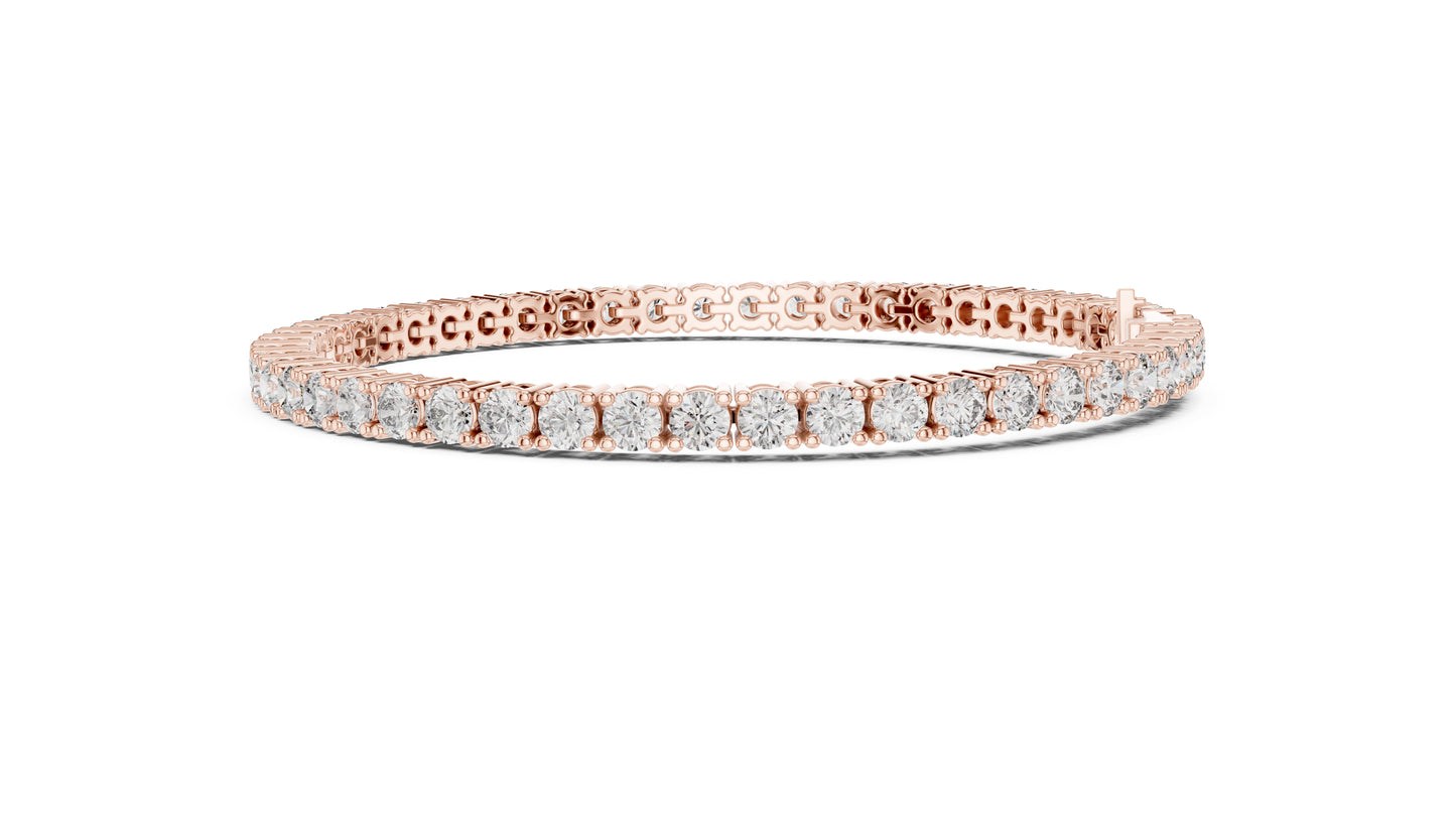 18k Rose Gold Round Lab-Grown Diamond Party Wear Bracelet for Women | Pure Carat