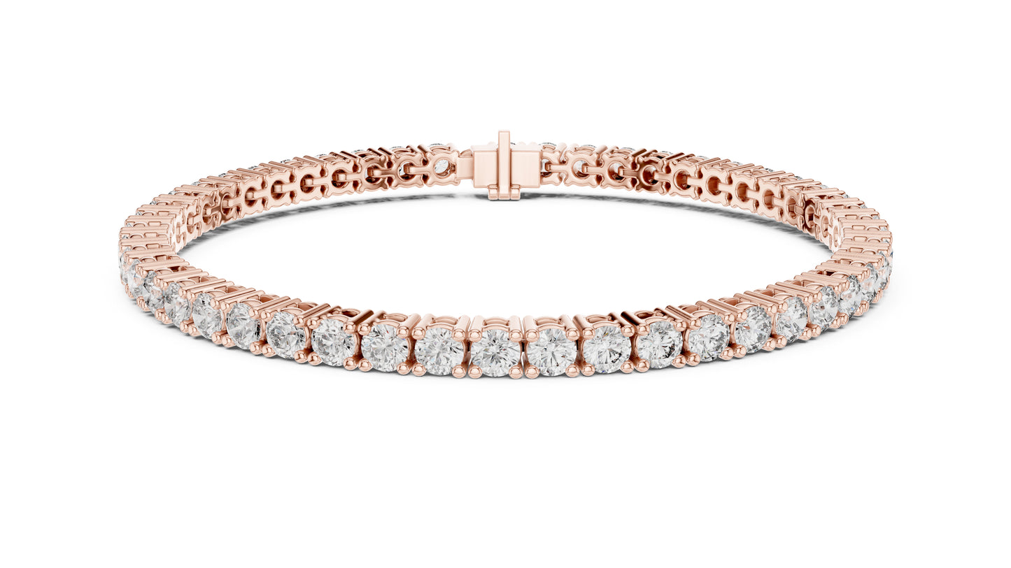 18k Rose Gold Round Lab-Grown Diamond Party Wear Bracelet for Women | Pure Carat
