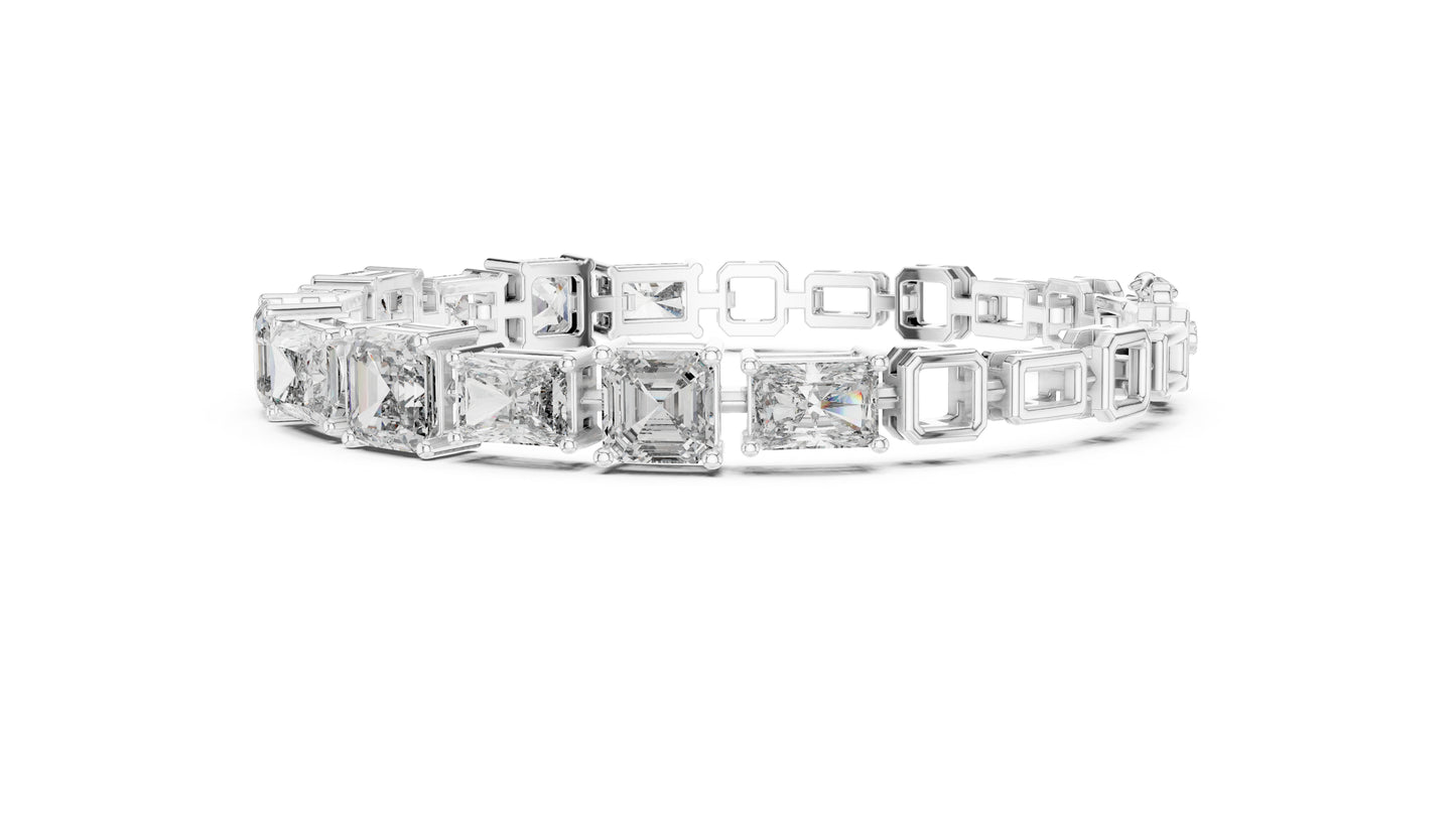 18k White Gold Radiant/Emerald Lab-Grown Diamond Office Wear Bracelet | Pure Carat