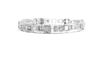 18k White Gold Radiant/Emerald Lab-Grown Diamond Office Wear Bracelet | Pure Carat
