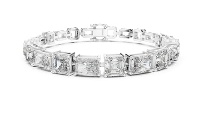 18k White Gold Radiant/Emerald Lab-Grown Diamond Office Wear Bracelet | Pure Carat