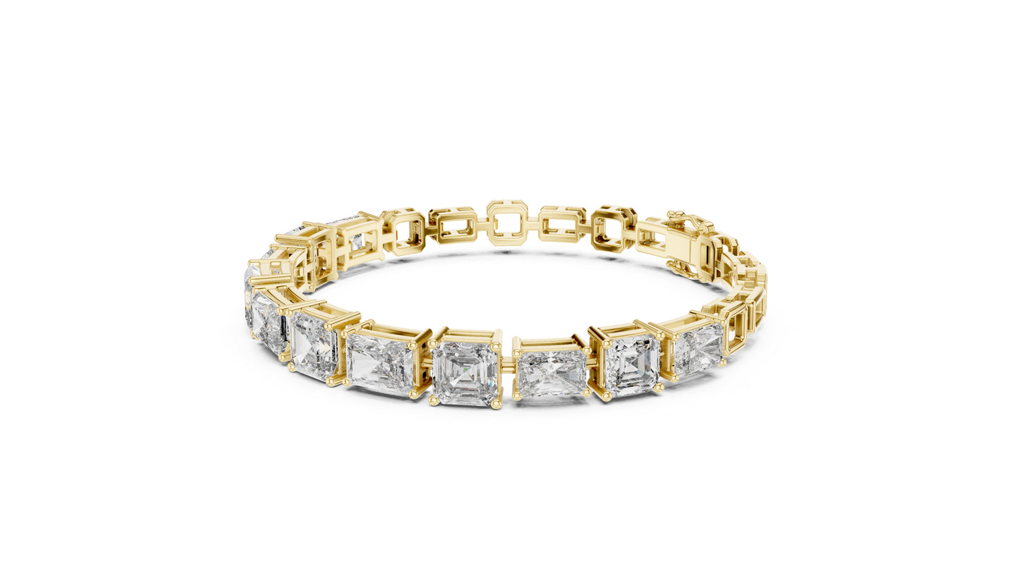 18k White Gold Radiant/Emerald Lab-Grown Diamond Office Wear Bracelet | Pure Carat