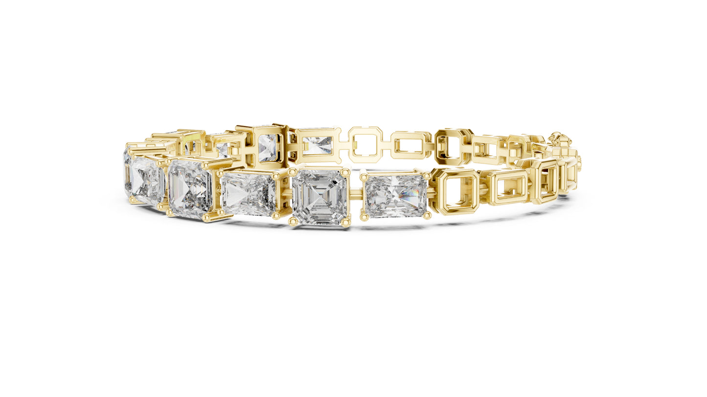 18k White Gold Radiant/Emerald Lab-Grown Diamond Office Wear Bracelet | Pure Carat
