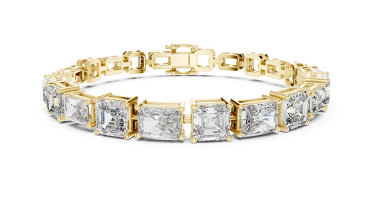 18k White Gold Radiant/Emerald Lab-Grown Diamond Office Wear Bracelet | Pure Carat