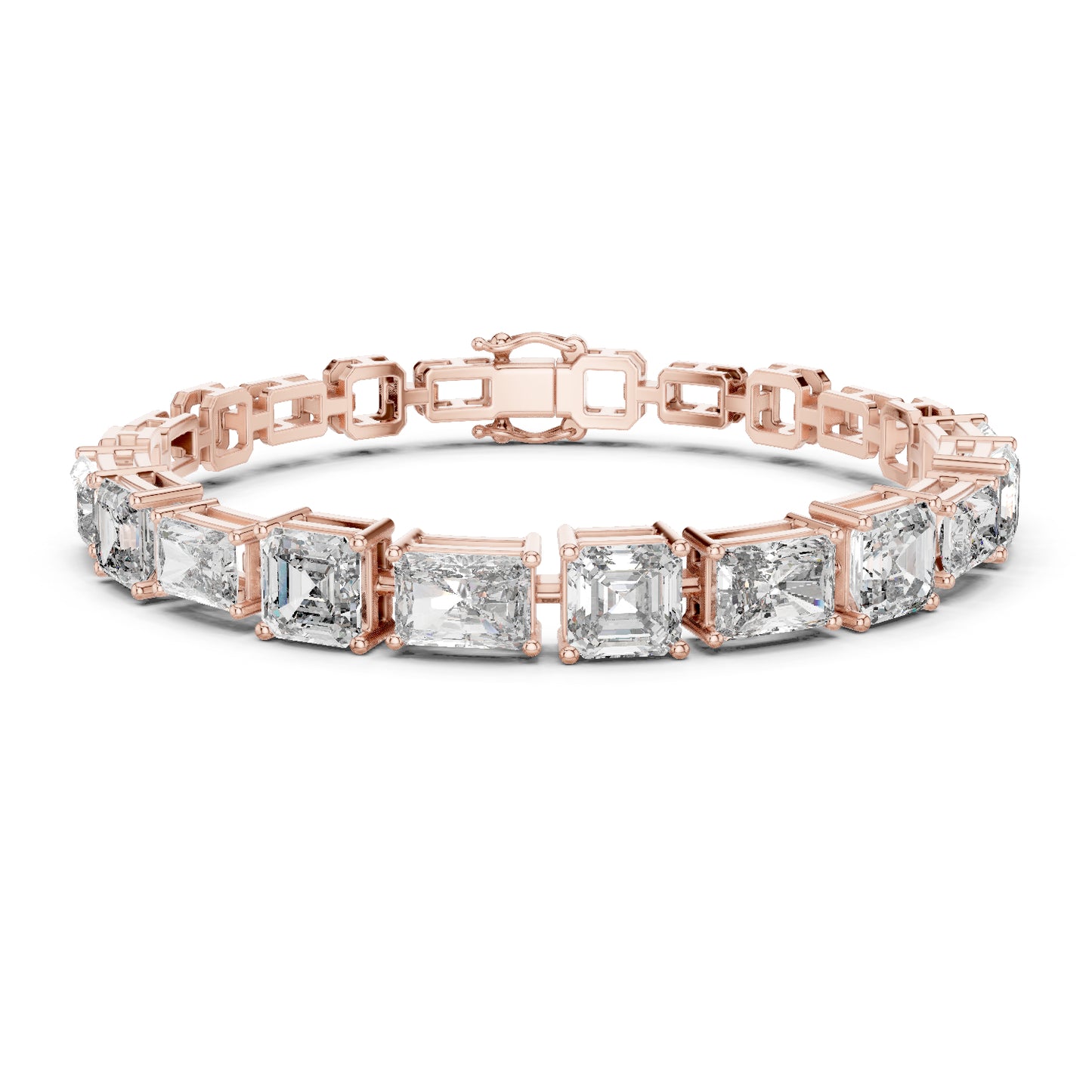 18k White Gold Radiant/Emerald Lab-Grown Diamond Office Wear Bracelet | Pure Carat