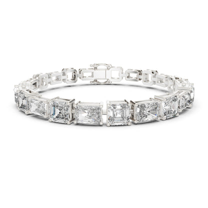 18k White Gold Radiant/Emerald Lab-Grown Diamond Office Wear Bracelet | Pure Carat
