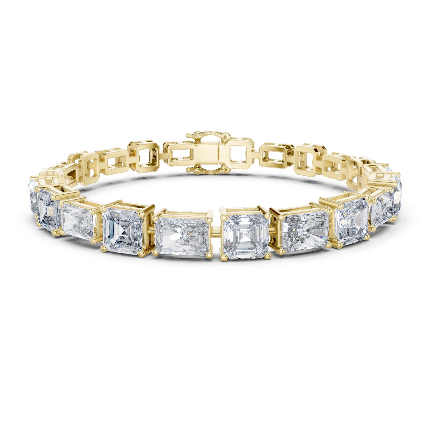 18k White Gold Radiant/Emerald Lab-Grown Diamond Office Wear Bracelet | Pure Carat