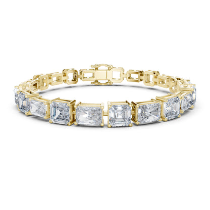 18k White Gold Radiant/Emerald Lab-Grown Diamond Office Wear Bracelet | Pure Carat