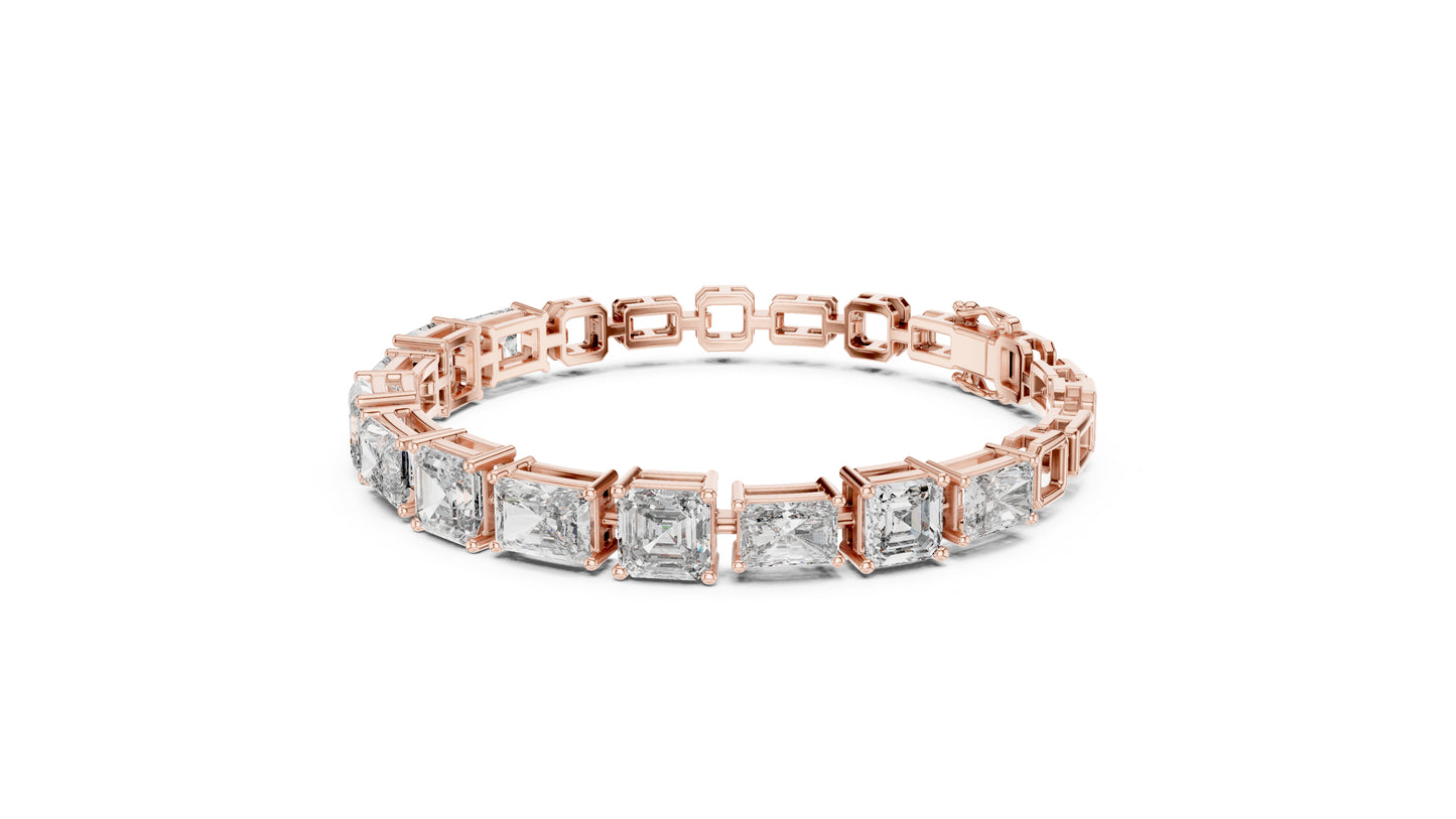 18k White Gold Radiant/Emerald Lab-Grown Diamond Office Wear Bracelet | Pure Carat