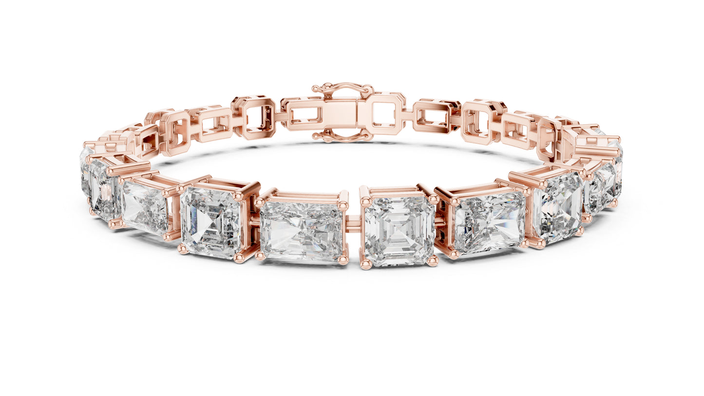 18k White Gold Radiant/Emerald Lab-Grown Diamond Office Wear Bracelet | Pure Carat