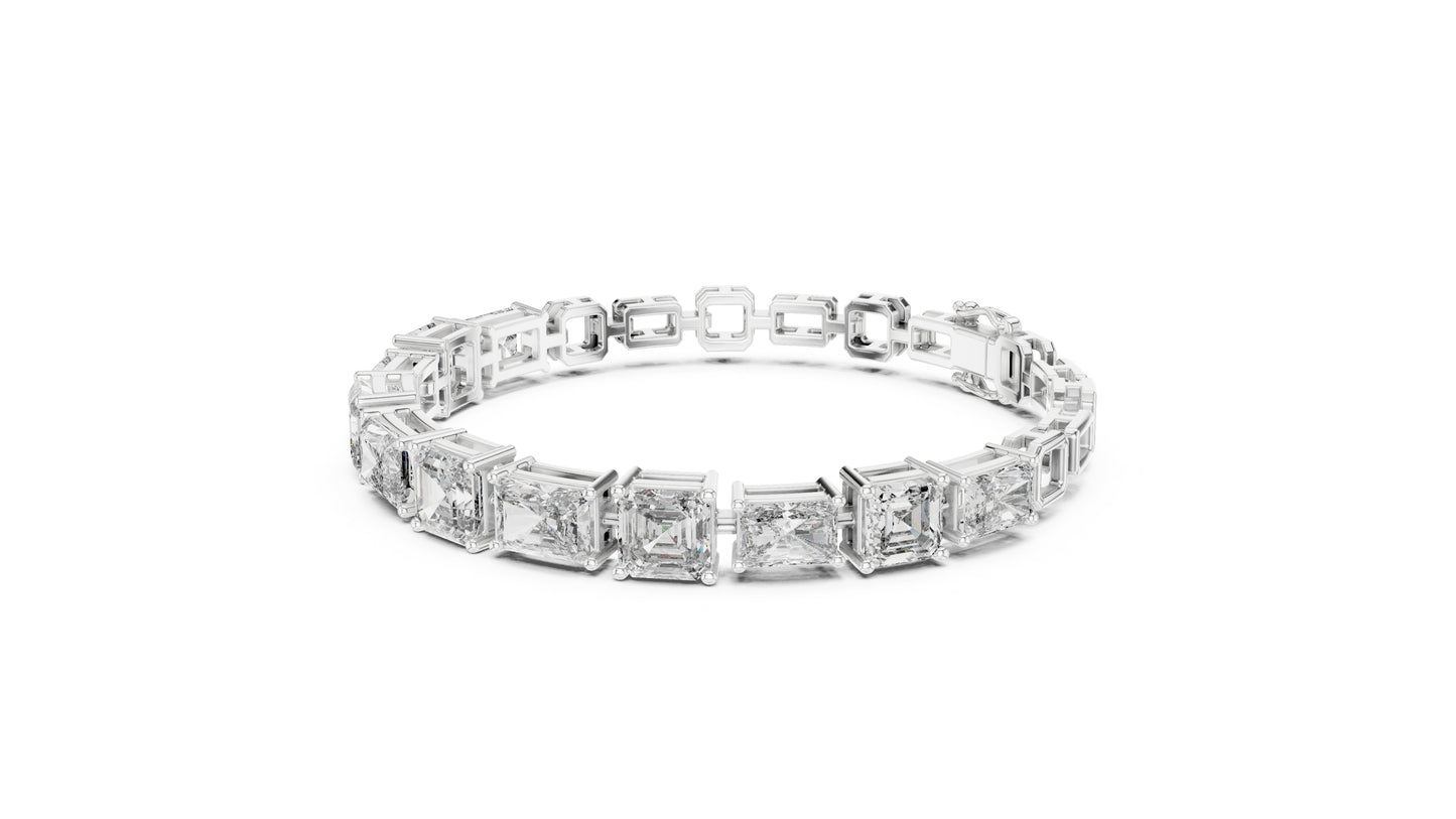 18k White Gold Radiant/Emerald Lab-Grown Diamond Office Wear Bracelet | Pure Carat