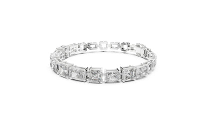 18k White Gold Radiant/Emerald Lab-Grown Diamond Office Wear Bracelet | Pure Carat