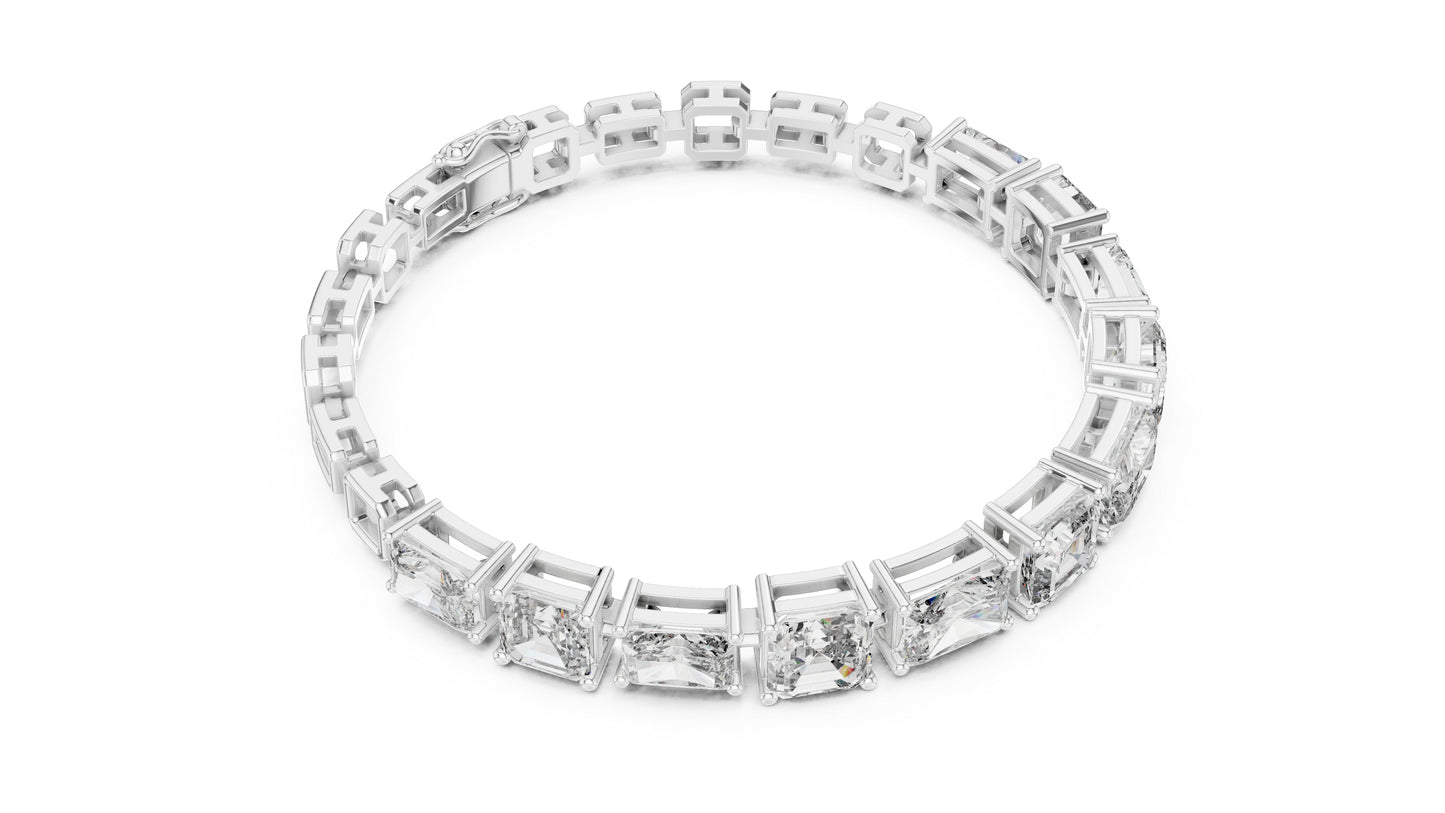 18k White Gold Radiant/Emerald Lab-Grown Diamond Office Wear Bracelet | Pure Carat