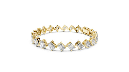 18k Yellow Gold Emerald/Radiant Lab-Grown Diamond Anniversary Bracelet for Women | Pure Carat