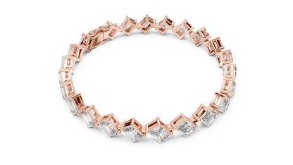 18k Yellow Gold Emerald/Radiant Lab-Grown Diamond Anniversary Bracelet for Women | Pure Carat