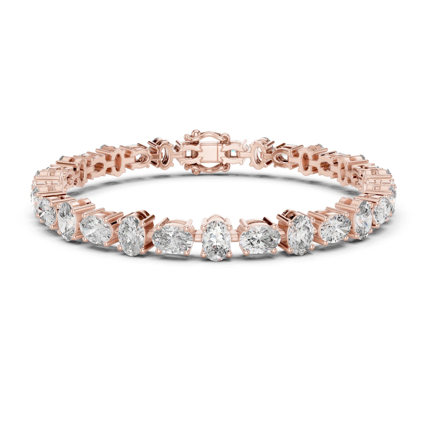 14k Rose Gold Oval Lab-Grown Diamond Everyday Wear Bracelet for Women | Pure Carat