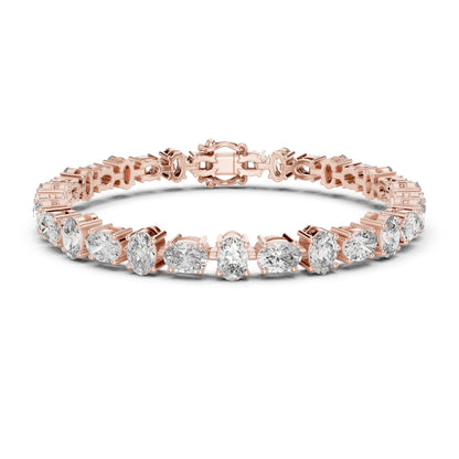 14k Rose Gold Oval Lab-Grown Diamond Everyday Wear Bracelet for Women | Pure Carat