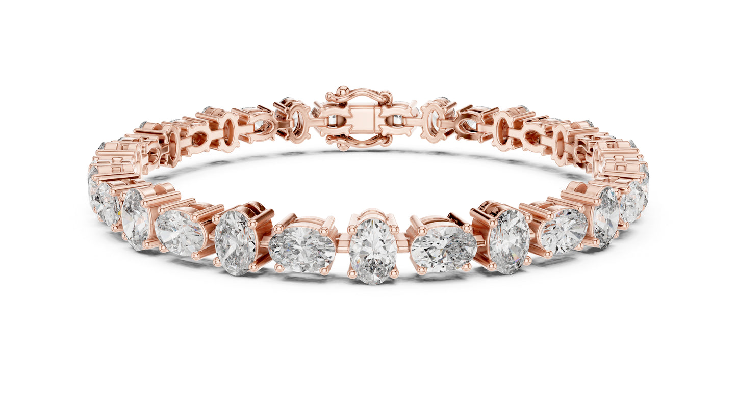 14k Rose Gold Oval Lab-Grown Diamond Everyday Wear Bracelet for Women | Pure Carat