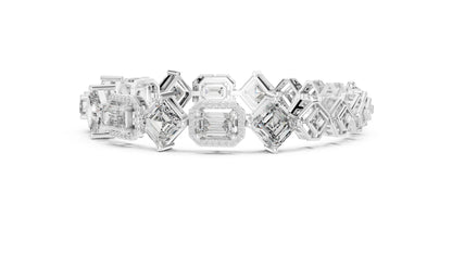 14k White Gold Emerald/Emerald/Round Lab-Grown Diamond Bridal Bracelet for Women | Pure Carat