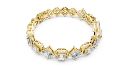 14k White Gold Emerald/Emerald/Round Lab-Grown Diamond Bridal Bracelet for Women | Pure Carat