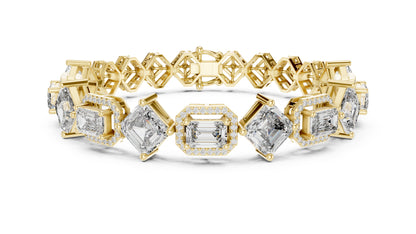 14k White Gold Emerald/Emerald/Round Lab-Grown Diamond Bridal Bracelet for Women | Pure Carat