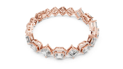 14k White Gold Emerald/Emerald/Round Lab-Grown Diamond Bridal Bracelet for Women | Pure Carat