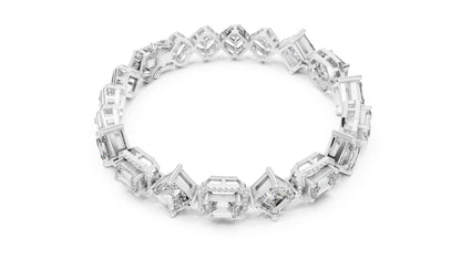 14k White Gold Emerald/Emerald/Round Lab-Grown Diamond Bridal Bracelet for Women | Pure Carat