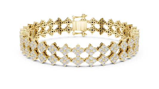 18k Yellow Gold Round Lab-Grown Diamond Wedding Bracelet for Women | Pure Carat