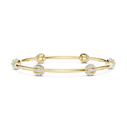 14K Yellow Gold Round Lab-Grown Diamond Bracelet for Women | Wedding Wear | Pure Carat