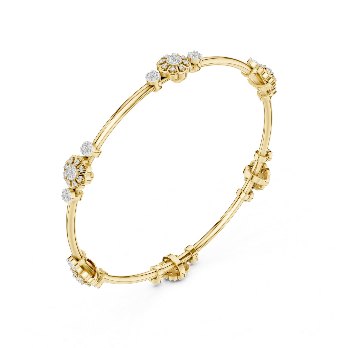 18K Yellow Gold Round Lab-Grown Diamond Bracelet for Women | Everyday Wear | Pure Carat