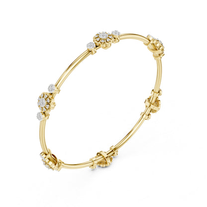 18K Yellow Gold Round Lab-Grown Diamond Bracelet for Women | Everyday Wear | Pure Carat