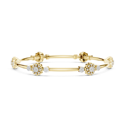 18K Yellow Gold Round Lab-Grown Diamond Bracelet for Women | Everyday Wear | Pure Carat